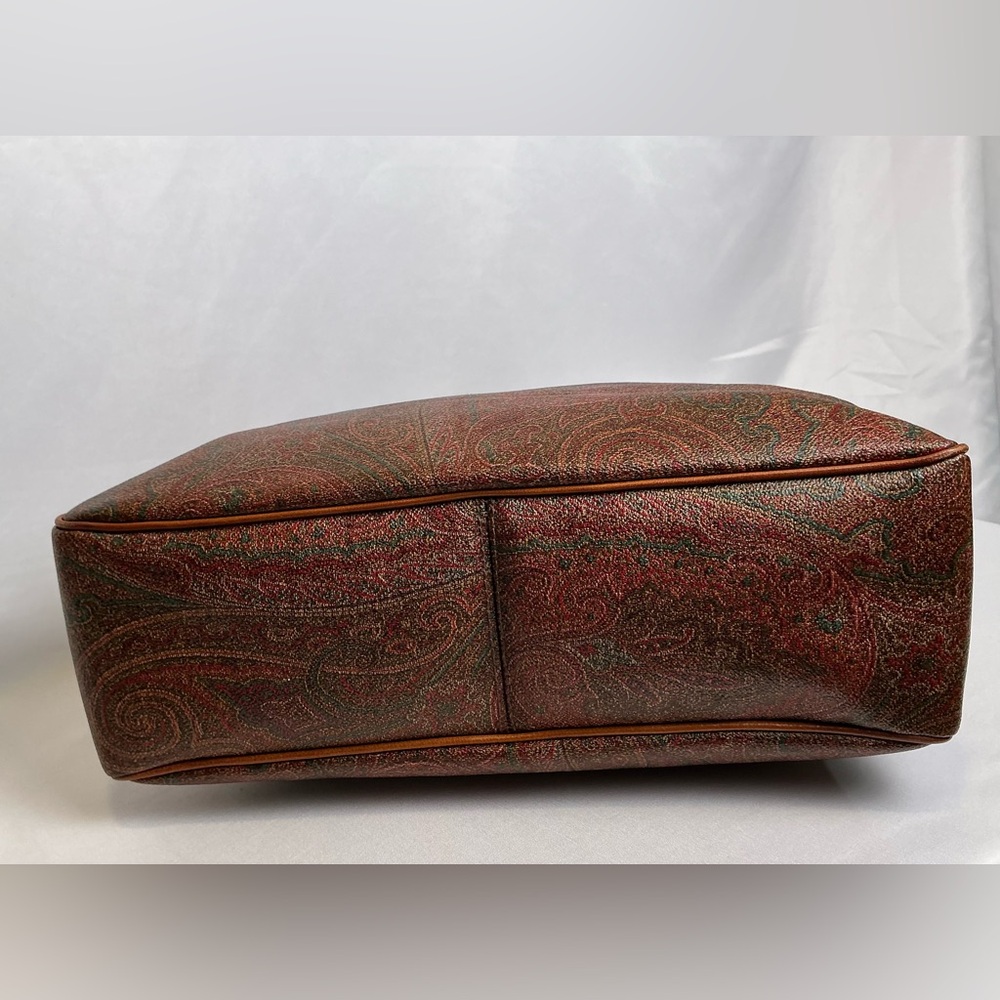 RARE Entro Paisley Handbag Satchel Satin Braided handles Fuchsia Lining vintage - Picture 4 of 16